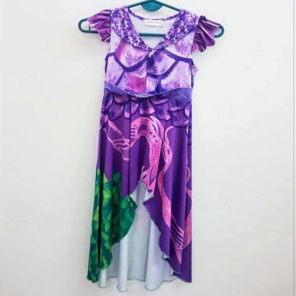 MAL Descendants hi-low dress gown Halloween COSTUME 9 10 12 14 16 - Picture 11 of 12